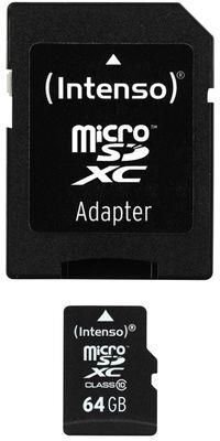 Mälukaart Intenso - Micro SDXC 64GB Class10 + adapter цена и информация | Mobiiltelefonide mälukaardid | kaup24.ee