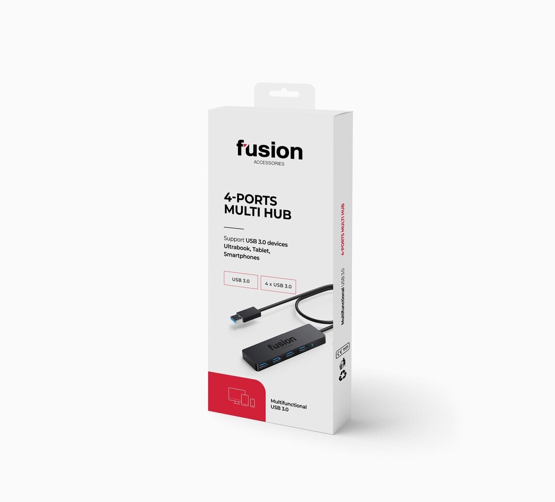 Fusion USB 3.0 kuni 4 x USB 3.0 jaotur 5 Gbps must (EU Blister) цена и информация | USB jagajad, adapterid | kaup24.ee