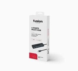 Fusion USB-C kuni 4 x USB 3.0 jaotur 5 Gbps must (EU Blister) hind ja info | USB jagajad, adapterid | kaup24.ee