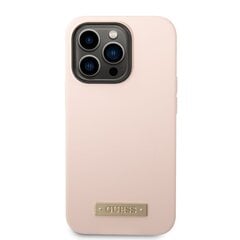 Guess Silicone Metal Logo MagSafe Compatible Case for iPhone 14 Pro Pink цена и информация | Чехлы для телефонов | kaup24.ee