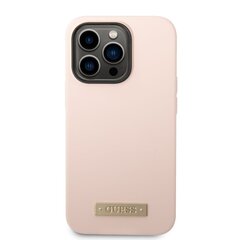 Guess Silicone Metal Logo MagSafe Compatible Case for iPhone 14 Pro Max Pink цена и информация | Чехлы для телефонов | kaup24.ee