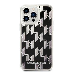 Karl Lagerfeld Monogram Liquid Glitter Case for iPhone 14 Pro Max Black hind ja info | Telefoni kaaned, ümbrised | kaup24.ee