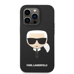 Karl Lagerfeld Liquid Silicone Karl Head Case for iPhone 14 Pro Black цена и информация | Чехлы для телефонов | kaup24.ee