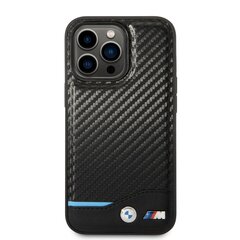 BMW M PU Carbon Blue Line Case for iPhone 14 Pro Black цена и информация | Чехлы для телефонов | kaup24.ee