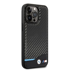 BMW M PU Carbon Blue Line Case for iPhone 14 Pro Black цена и информация | Чехлы для телефонов | kaup24.ee