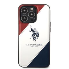 U.S. Polo PU Leather Double Horse Case for iPhone 14 Pro Red/White/Navy цена и информация | Чехлы для телефонов | kaup24.ee
