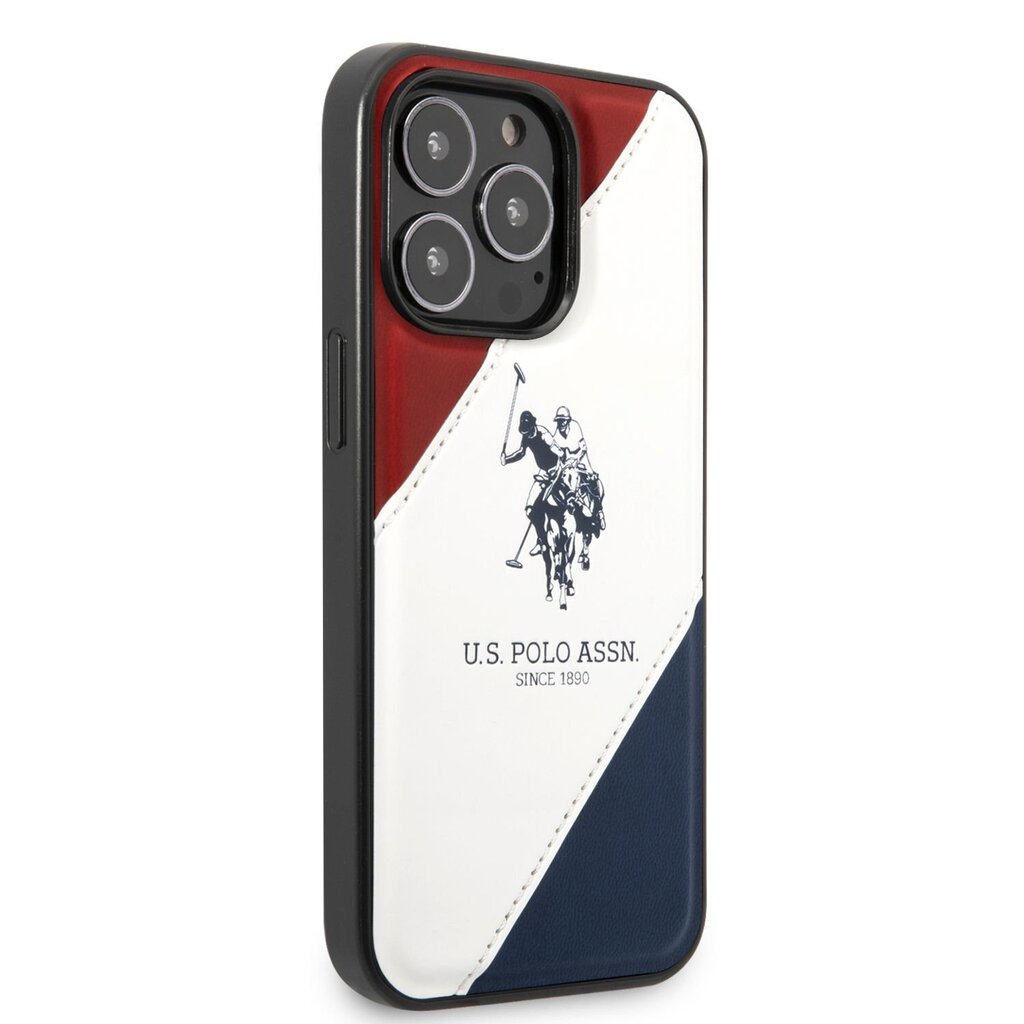 U.S. Polo PU Leather Double Horse Case for iPhone 14 Pro Red/White/Navy hind ja info | Telefoni kaaned, ümbrised | kaup24.ee