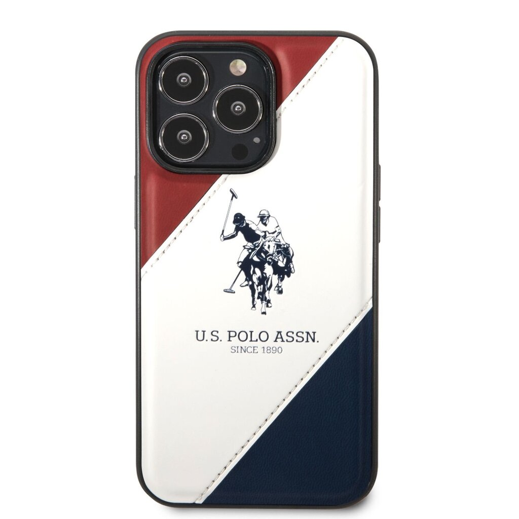 U.S. Polo PU Leather Double Horse Case for iPhone 14 Pro Max Red/White/Navy цена и информация | Telefoni kaaned, ümbrised | kaup24.ee