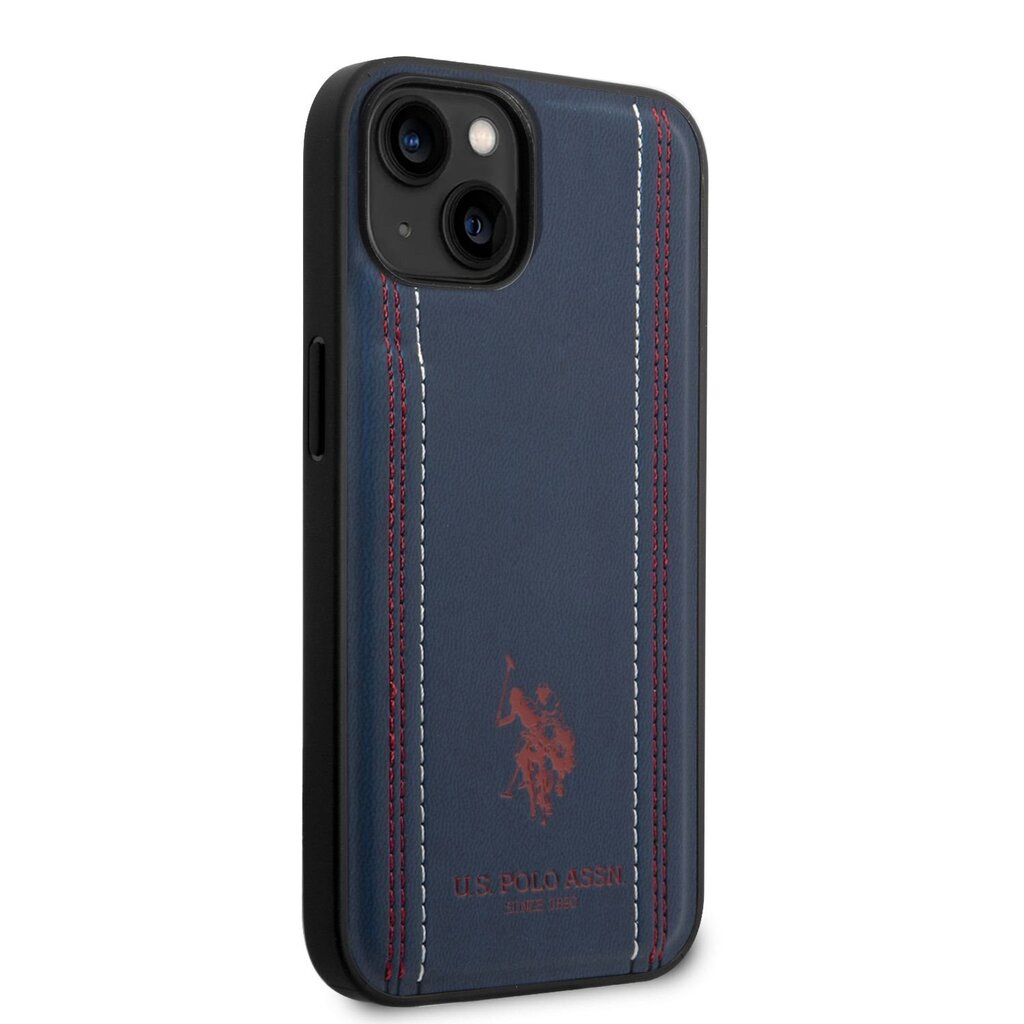 U.S. Polo PU Leather Stitched Lines Case for iPhone 14 Navy hind ja info | Telefoni kaaned, ümbrised | kaup24.ee