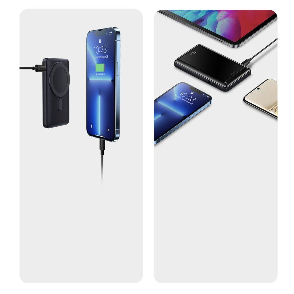 Baseus Magnetic Bracket Power Bank with MagSafe Wireless Charging 10000mAh 20W Overseas Edition Blue (PPCX000203) + USB Type C Baseus Xiaobai Series 60W 0.5m hind ja info | Akupangad | kaup24.ee