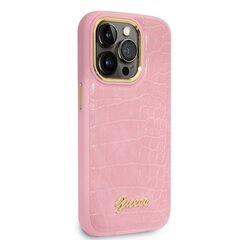 Guess PU Croco with Metal Camera Outline Case for iPhone 14 Pro Pink hind ja info | Telefoni kaaned, ümbrised | kaup24.ee