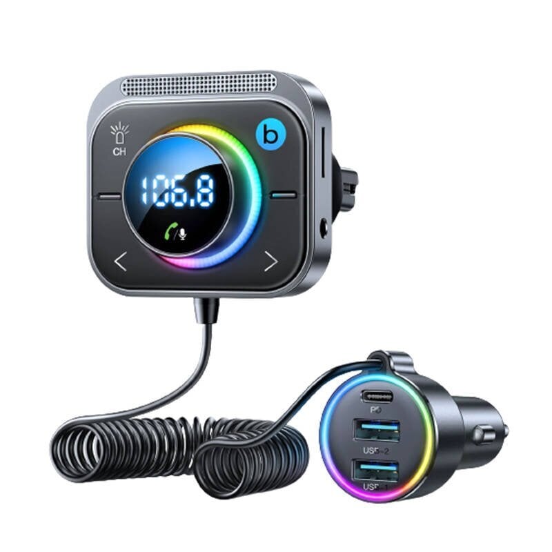 FM transmitter for Joyroom JR-CL18, 2x USB + USB-C, 30W (silver) цена и информация | FM modulaatorid, FM trasmitterid | kaup24.ee