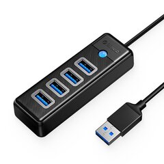 Orico Hub Adapter USB to 4x USB 3.0, 5 Gbps, 0.15m (Black) цена и информация | Адаптеры и USB-hub | kaup24.ee