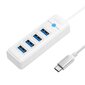 Orico Hub Adapter USB-C to 4x USB 3.0, 5 Gbps, 0.15m (White) hind ja info | USB jagajad, adapterid | kaup24.ee