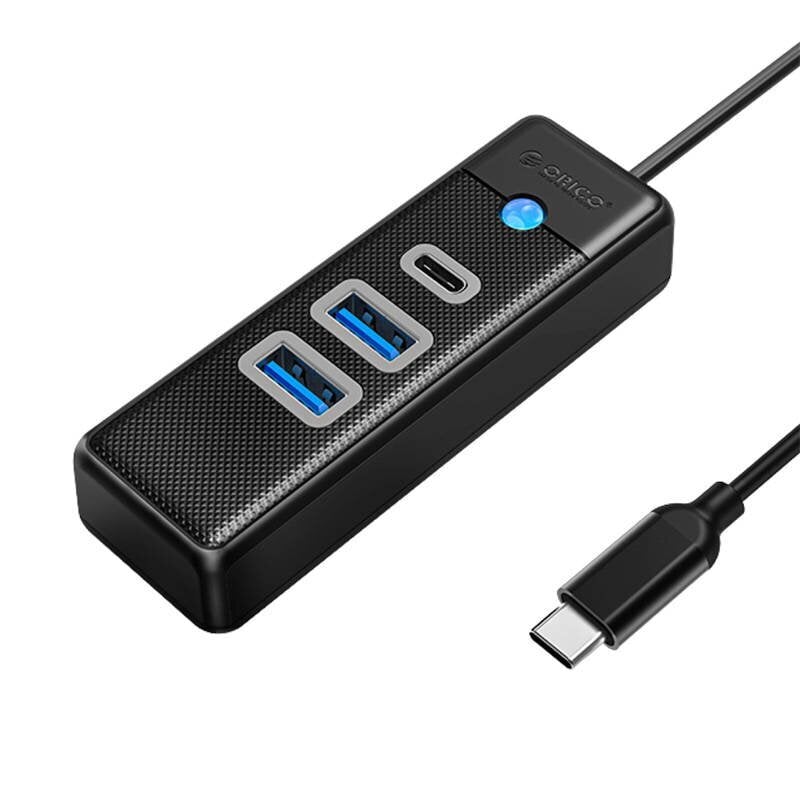 Orico Hub Adapter USB-C to 2x USB 3.0 + USB-C, 5 Gbps, 0.15m (Black) hind ja info | USB jagajad, adapterid | kaup24.ee