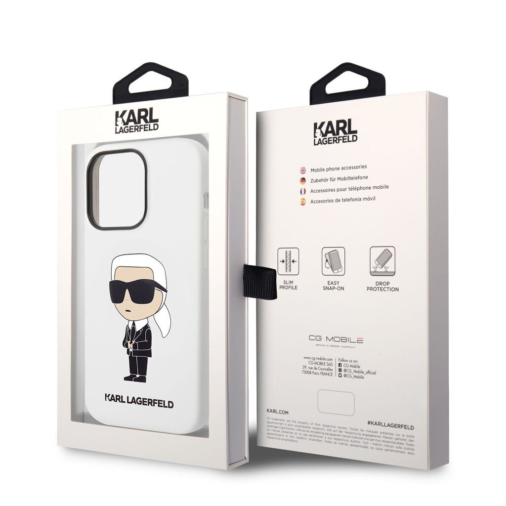 Karl Lagerfeld Liquid Silicone Ikonik NFT Case for iPhone 14 Pro Max White hind ja info | Telefoni kaaned, ümbrised | kaup24.ee