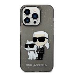 Karl Lagerfeld IML Glitter Karl and Choupette NFT Case for iPhone 14 Pro Black hind ja info | Telefoni kaaned, ümbrised | kaup24.ee