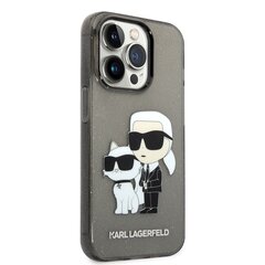 Karl Lagerfeld IML Glitter Karl and Choupette NFT Case for iPhone 14 Pro Black hind ja info | Telefoni kaaned, ümbrised | kaup24.ee