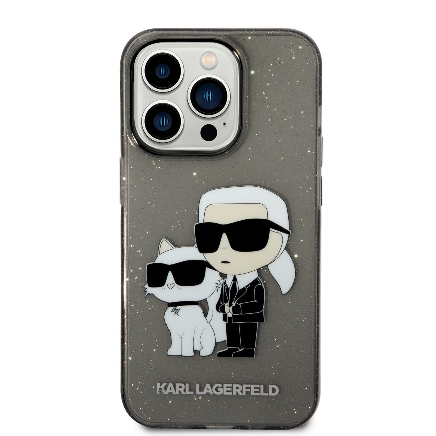 Karl Lagerfeld IML Glitter Karl and Choupette NFT Case for iPhone 14 Pro  Max Black цена | kaup24.ee