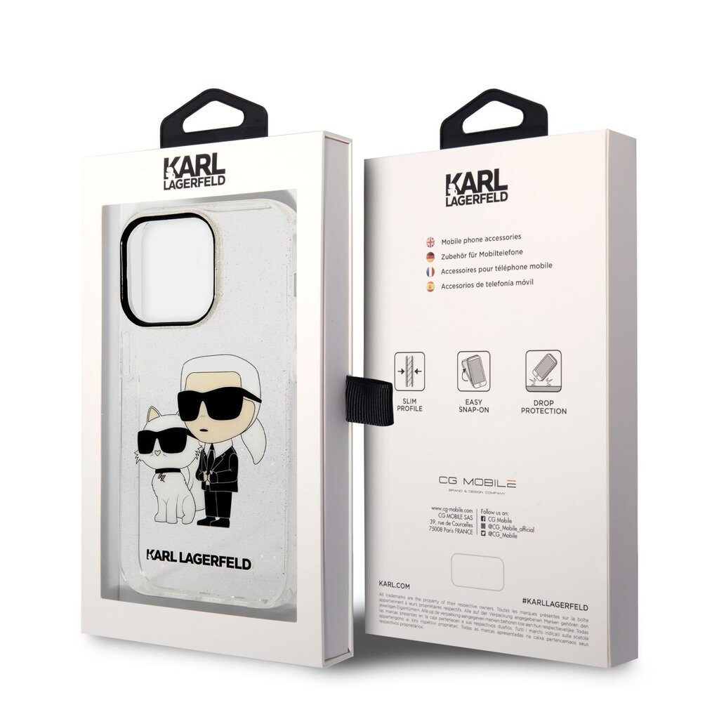 Karl Lagerfeld IML Glitter Karl and Choupette NFT Case for iPhone 14 Pro Max Transparent hind ja info | Telefoni kaaned, ümbrised | kaup24.ee