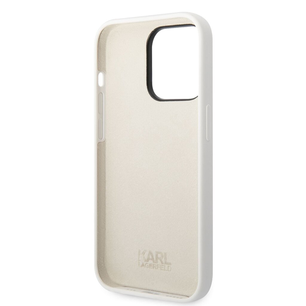 Karl Lagerfeld Liquid Silicone Ikonik NFT Case for iPhone 14 Pro White hind ja info | Telefoni kaaned, ümbrised | kaup24.ee