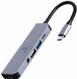 Dokstacija Gembird USB Type-C 5-in-1 Grey hind ja info | USB jagajad, adapterid | kaup24.ee