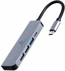 Dokstacija Gembird USB Type-C 5-in-1 Grey цена и информация | Адаптеры и USB-hub | kaup24.ee