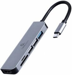 Gembird USB Type-C 6-in-1 Grey цена и информация | Адаптеры и USB-hub | kaup24.ee