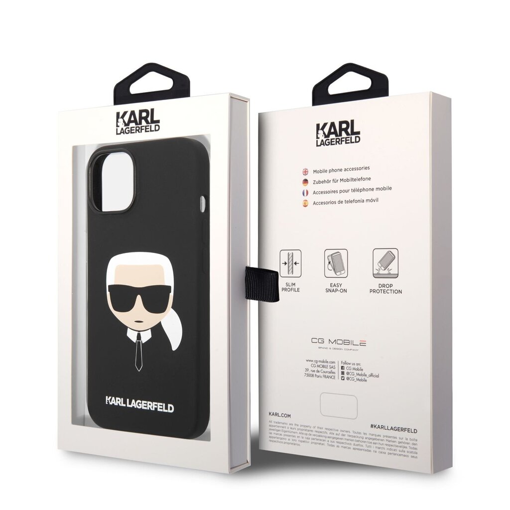 Karl Lagerfeld MagSafe Compatible Case Liquid Silicone Karl Head for iPhone 14 Plus Black hind ja info | Telefoni kaaned, ümbrised | kaup24.ee