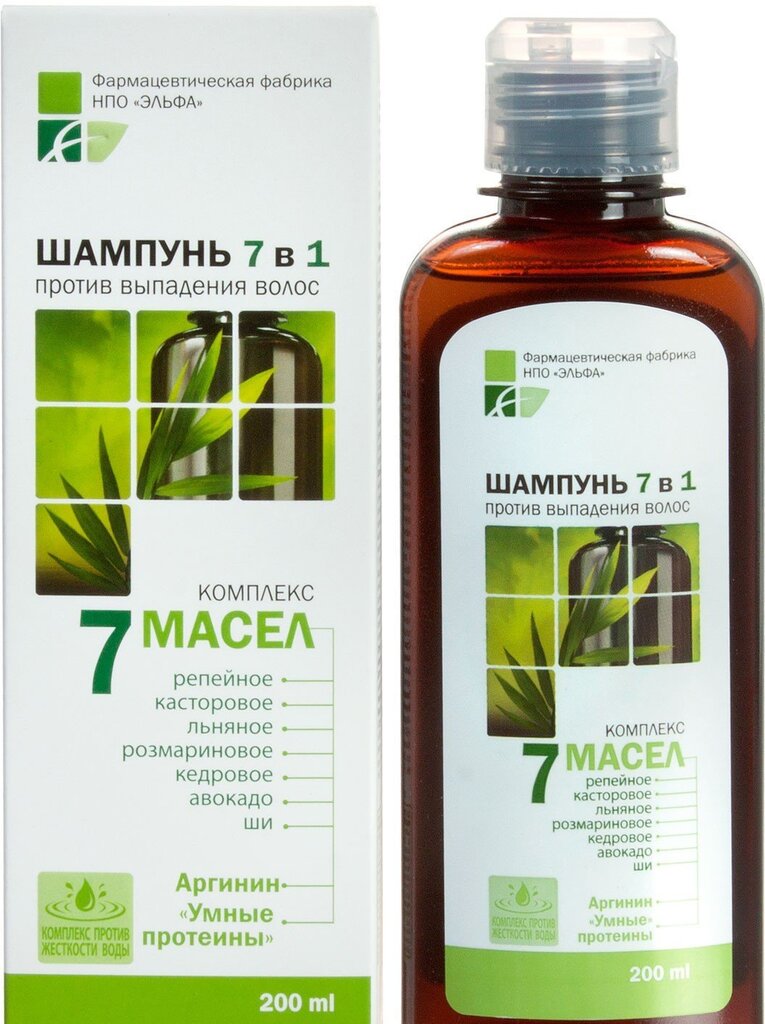 Juukseid hooldav šampoon koos 7 õli kompleksiga Elfa, 200 ml цена и информация | Šampoonid | kaup24.ee