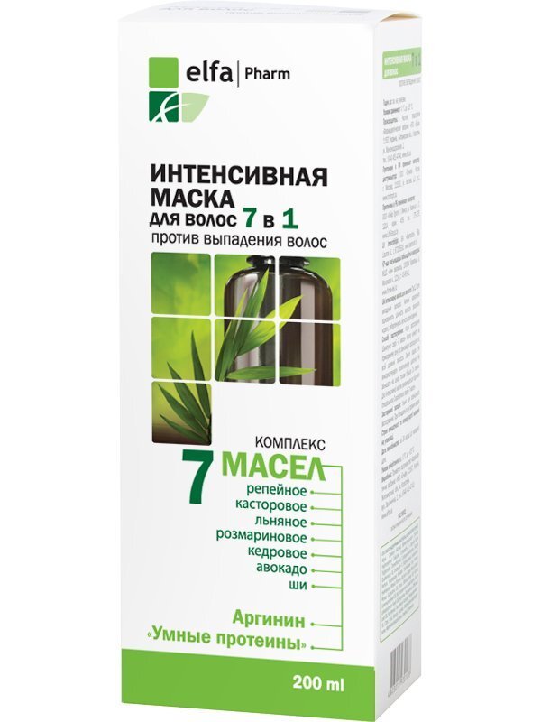 Intensiivne mask juuste väljalangemise vastu 7õli kompleksiga Elfa 200 ml цена и информация | Maskid, õlid, seerumid | kaup24.ee