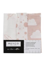 Marli (musliin) mähkmete komplekt, 30x30, Meyco Baby (Dots Pink/White) цена и информация | Пеленальные доски и пеленки | kaup24.ee