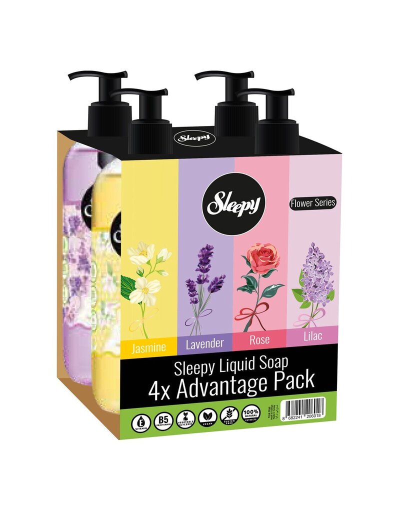 Vedelseep Sleepy Flower Series 300ml (4 pakki) Roos, jasmiin, lavendel, sirel hind ja info | Seebid | kaup24.ee