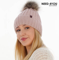 Женская шапка Need 4You, розовая, мериносовая шерсть цена и информация | Женские шапки | kaup24.ee