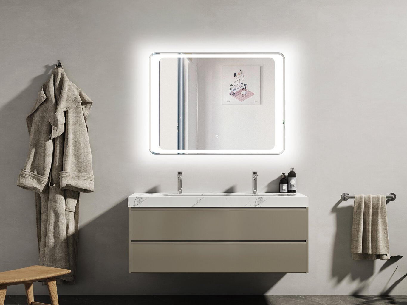 Peegel LED Vento Bari 60X80 hind ja info | Vannitoa peeglid | kaup24.ee
