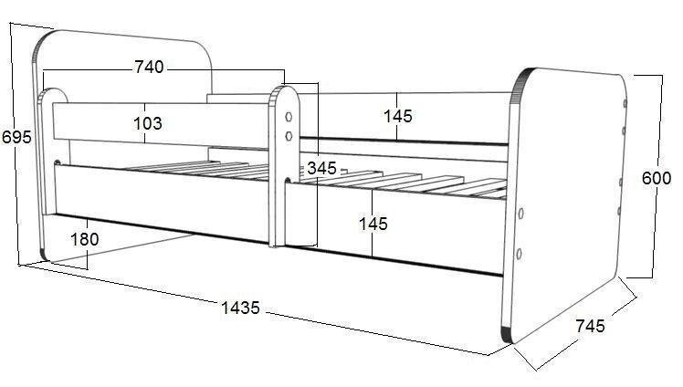 Voodi Ami 2 koos madratsi 160x80cm ja voodipesukastiga hind ja info | Lastevoodid | kaup24.ee