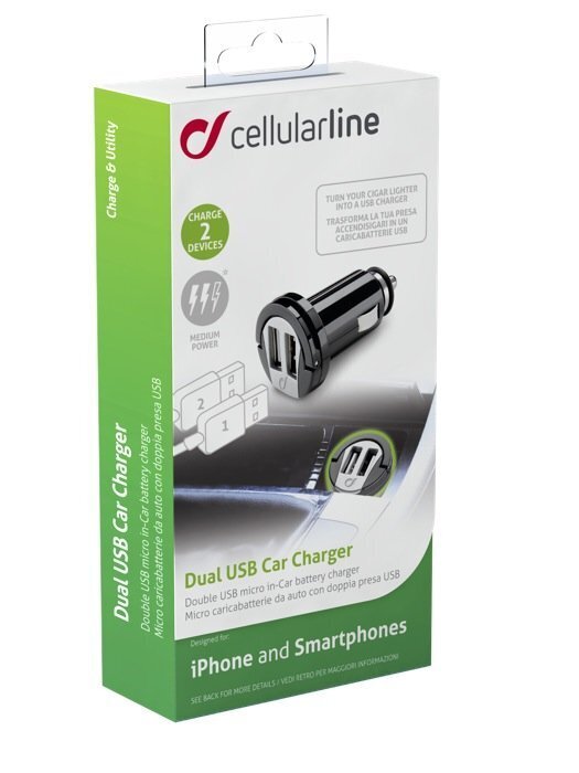 Cellular Line MICROCBRUSBDUAL2A hind ja info | Mobiiltelefonide laadijad | kaup24.ee