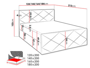 Континентальная кровать GUILLERMO-Egg 14-180x200 см цена и информация | Кровати | kaup24.ee