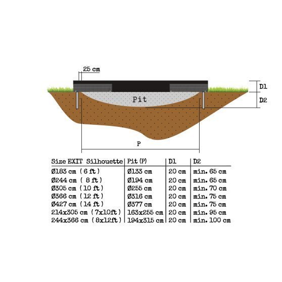 Batuut Bullet Points EXIT Silhouette 183 cm, must + KINGITUSEKS turvavõrk ja lisad hind ja info | Batuudid ja batuudi varuosad | kaup24.ee