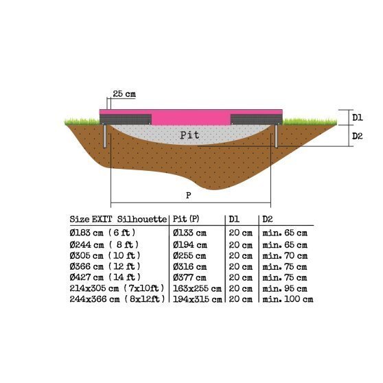 Batuut EXIT Silhouette, maapinnale paigaldatav, diameeter 183 cm, roosa hind ja info | Batuudid ja batuudi varuosad | kaup24.ee