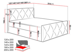 Kontinentaalvoodi XIRIOUS LUX-Mono 235-180x200 cm hind ja info | Voodid | kaup24.ee