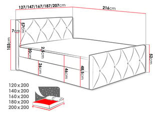 Kontinentaalvoodi XIRIOUS LUX-Mono 244-200x200 cm hind ja info | Voodid | kaup24.ee