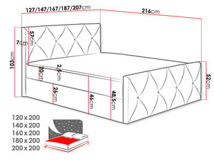 Континентальная кровать XIRIOUS LUX-Zetta 291-140x200 см цена и информация | Кровати | kaup24.ee