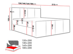 Континентальная кровать BAUTISTA-Ikar 1-160x200 см цена и информация | Кровати | kaup24.ee