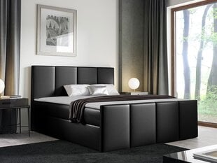 Континентальная кровать BAUTISTA-ekoskóra Soft 011 (черна)-160x200 см цена и информация | Кровати | kaup24.ee
