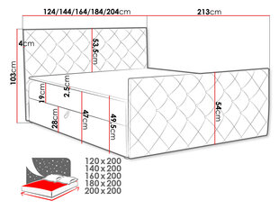 Кровать континентальная ДОТАН-Амор Бархат 4303-140x200 см цена и информация | Кровати | kaup24.ee