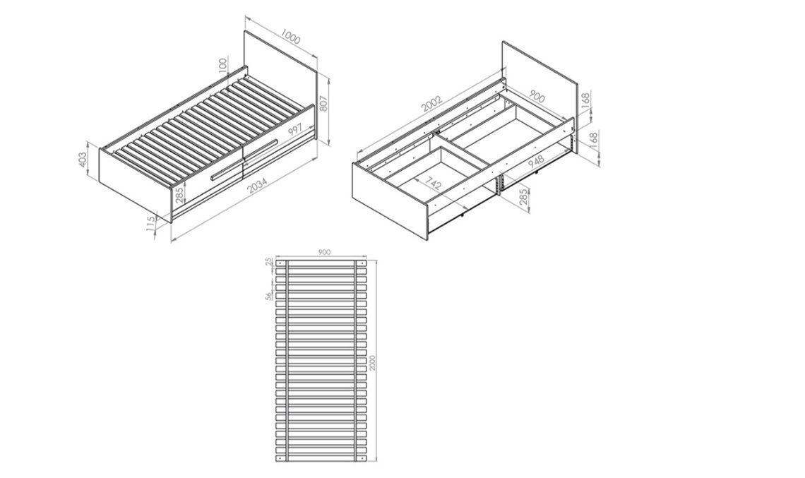 Voodi Blanco 16, 90X200 cm, valge hind ja info | Voodid | kaup24.ee