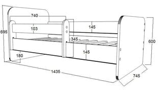 Кровать с матрасом и ящиком для белья Ami 10, 140x70cм цена и информация | Детские кровати | kaup24.ee