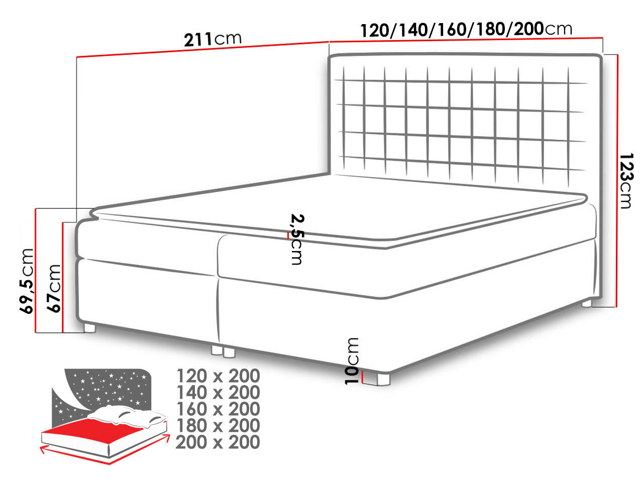 Kontinentaalvoodi ALFI-Bristol 2442-140x200 cm цена и информация | Voodid | kaup24.ee