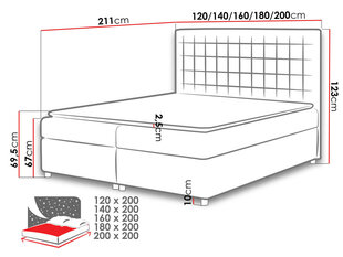 Континентальная кровать ALFI-ekoskóra Soft 017 (белая)-160x200 см цена и информация | Кровати | kaup24.ee